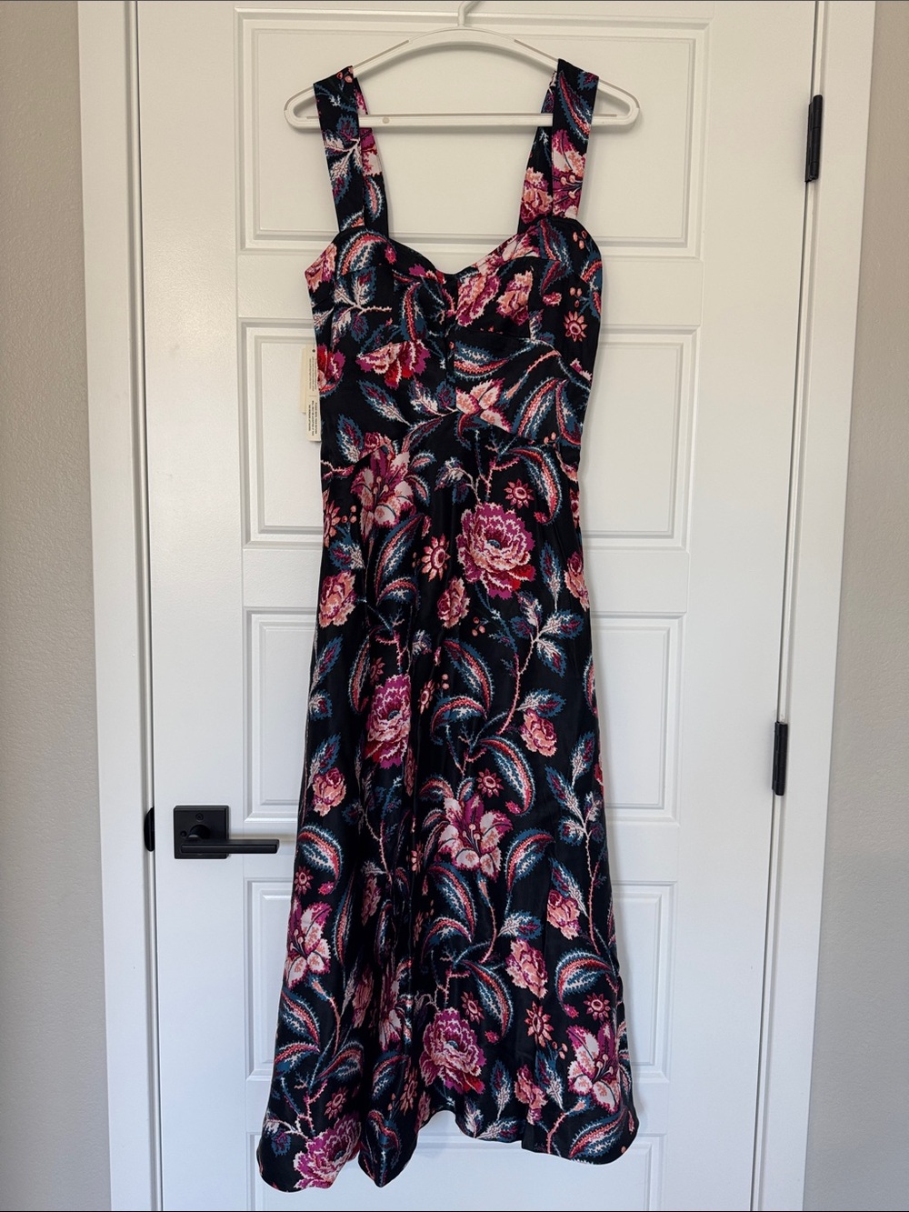 Anthropologie Black Floral Midi Dress